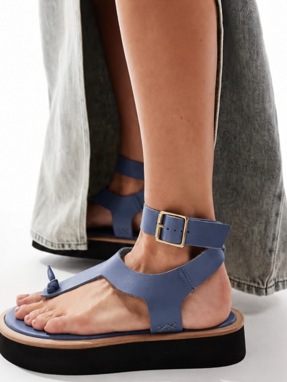 Free People Toe-post Leather Ankle Strap Sandals - Size 7.5 NWT